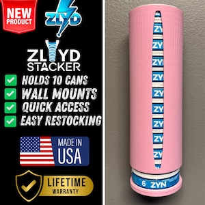 Nicotine/Tobacco/Snuff Can Dispenser | Cotton Candy Kick Can Holder Organizer | Wall Mount or Counter Storage Rack | Made in USA