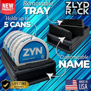 Nicotine/Tobacco/Snuff Can Holder Organizer | Tactical Slate Nic Can Chiller Rack | Easy Access Storage | Made in USA