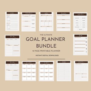 Tor-Planer BUNDLE, Ziele-Tracker, Smart-Goal-Settings Kit, Neujahr, monatliche Gewohnheiten Reflexionen, Produktivität, Vision Board Printables