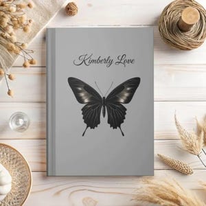 Custom Elegant Butterfly Hardcover Journal - Personalized Gift, Gratitude Journal, Writing Notebook, Black Butterfly Design, Custom Diary
