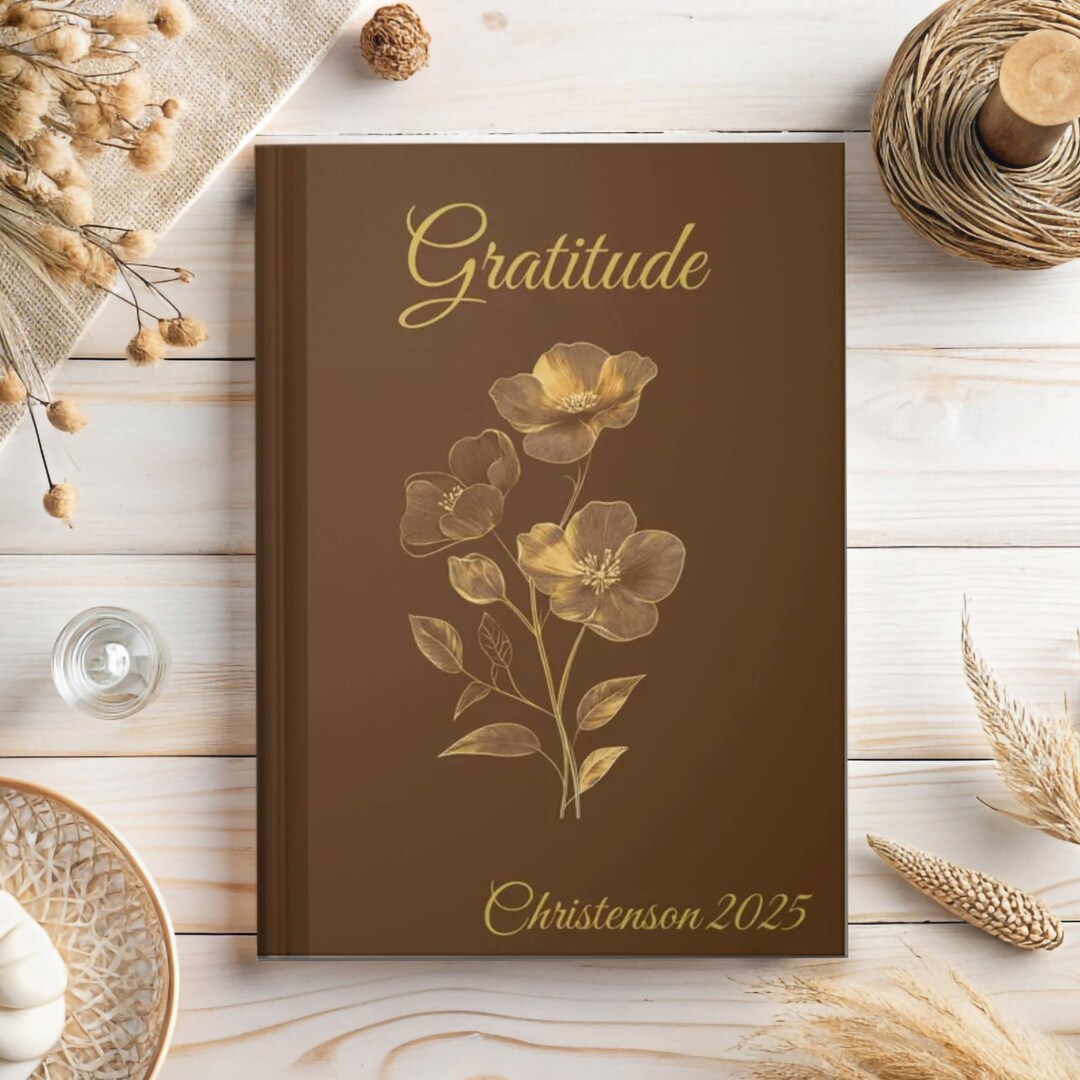Personalized Gratitude Journal With Floral Design, Inspirational Hard ...