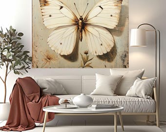 Framed Butterfly Canvas Art Print, Nature Wall Decor