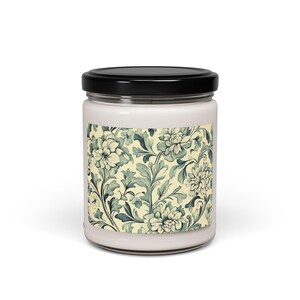 Floral Print Scented Soy Candle, Aromatherapy Gift, Eco-Friendly Home Decor, Relaxing Candle for Self-Care, Natural Wax Candle 9oz