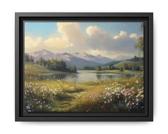 Lienzo enmarcado con paisaje, fotografía de prado escénico
