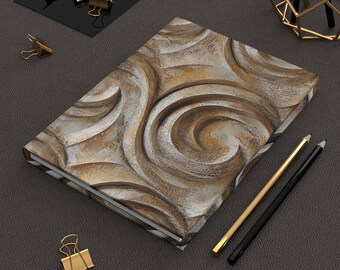 Elegancki dziennik w twardej oprawie Swirl | Notatnik inspirowany stylem vintage dla pisarzy, prezent na dzień matki, dziennik miłośników sztuki, księga gości weselnych