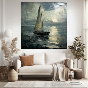 Framed Canvas Sailboat Artwork, Nautical Wall Decor, Ocean Themed Home Accent, Gift for Boating Enthusiasts, Coastal Living Wall Art, Custom