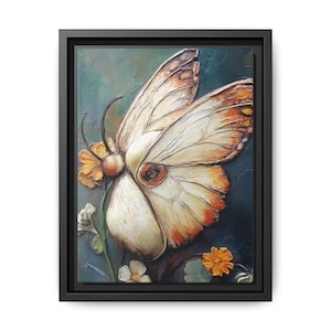 Bunter Schmetterling gerahmte Leinwandkunst - Perfekt für Wohnkultur, Geschenk für Naturliebhaber, Einzigartige Wandkunst, Schmetterlingskunstwerk, Blumendekor