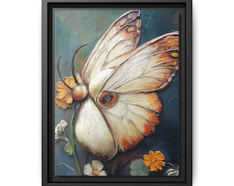 Butterfly Framed Canvas Art – Floral Home Decor, Nature Lover Gift