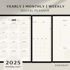 2025 Digital Planner PORTRAIT | Digital Planner, GoodNotes Planner, Daily Planner, Weekly Planner, iPad Planner, Monthly Planner