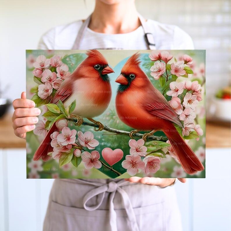 Valentine Cardinal Cutting Board PNG – Romantic Birds Sublimation ...