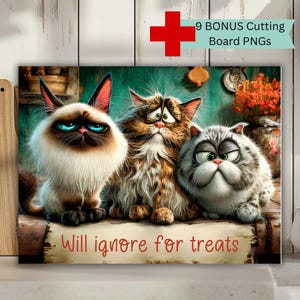 Funny Cat Kitchen PNG Design: Will Ignore for Treats (Digital Download, 9 Bonus Files)