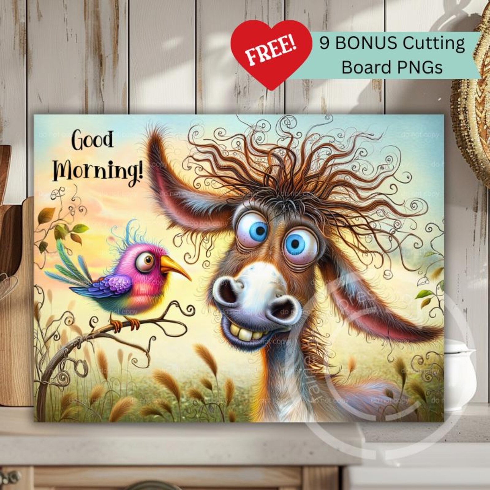 Good Morning Donkey PNG, Funny Kitchen Sublimation, Cottagecore Cutting ...