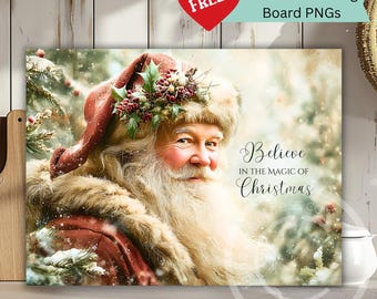 Believe in the Magic of Christmas Sublimation – Santa Cutting Board PNG Design  – Digital Download