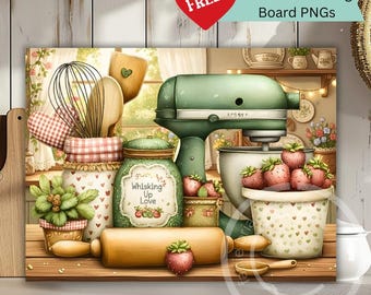 カッティングボードPNG – コテージキッチンカッティングボード昇華プリント - コテージコアファームハウスウォールアート - デジタルダウンロード