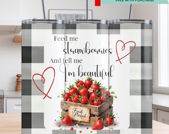 Strawberry Crate Tumbler Wrap PNG | 20oz Skinny Sublimation Wrap | Summer Fruit Tumbler Design | Strawberry PNG for Tumblers