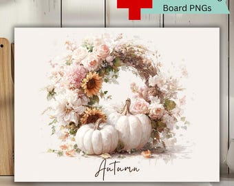 Autumn Pumpkin Floral PNG, Fall Farmhouse Sublimation Design, Rustic Fall Kitchen Decor, Pumpkin Bouquet PNG, Digital Download