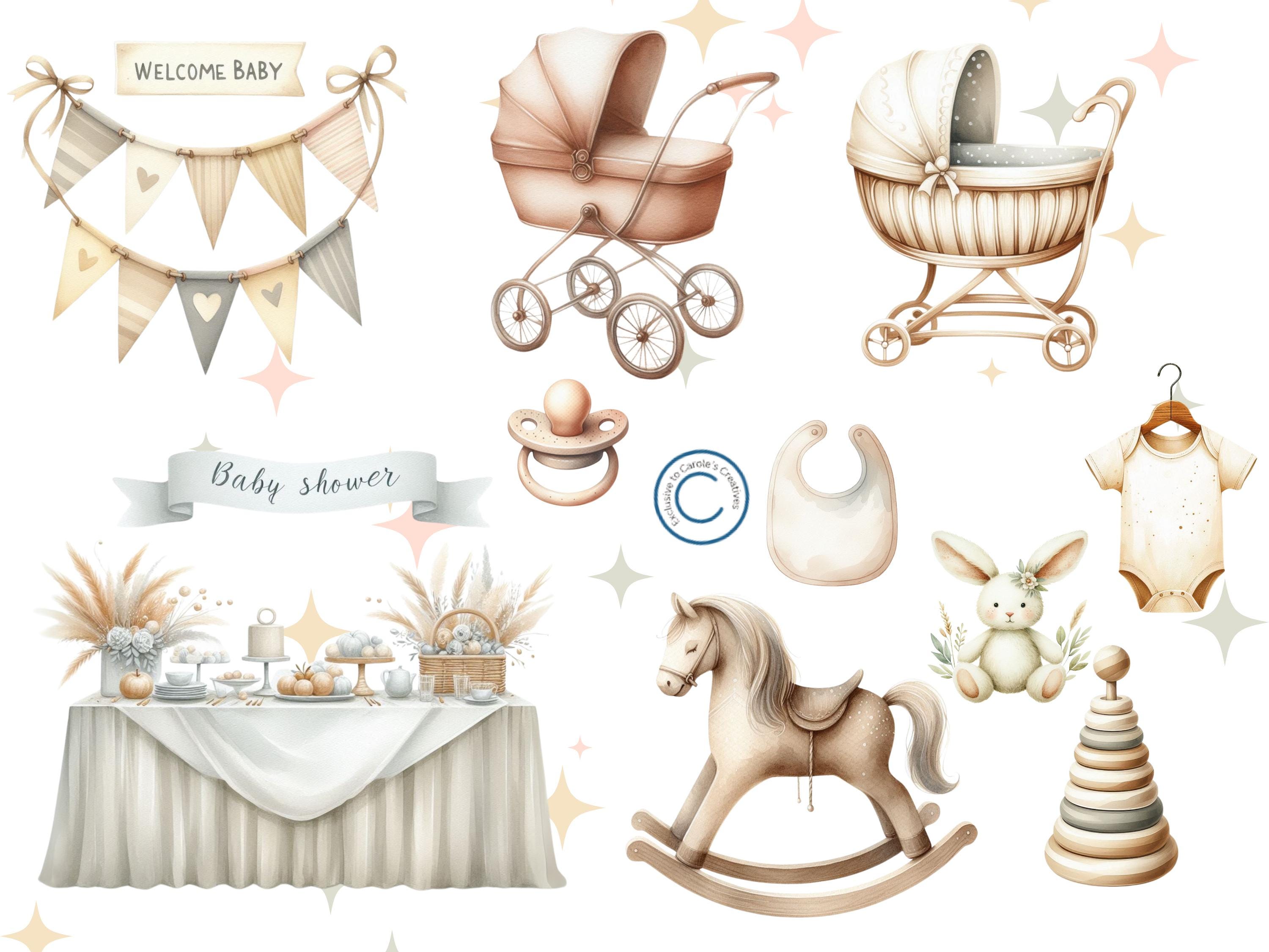Baby Shower Clipart Boho Watercolor Baby Nursery PNG Gender Neutral ...