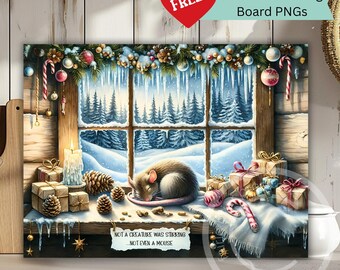 Not a Creature Was Stirring PNG – Christmas Cutting Board Sublimation  – Cozy Holiday Kitchen Decor