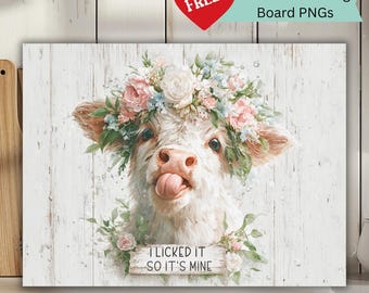 Funny Cow Cutting Board PNG: Farmhouse Kitchen Decor (Digital Download)