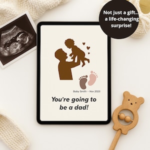 ¡Eres papá! Sorpresa digital personalizada / Revelación de embarazo personalizada / Tarjeta electrónica con toque para revelar