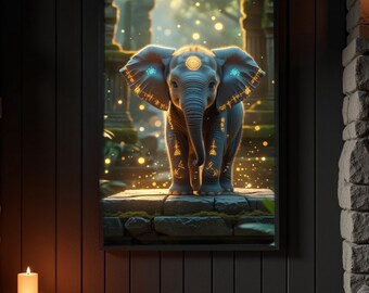 Mystical Baby Elephant Print: Rune-Warden Cub, Nursery Decor (Digital Download)