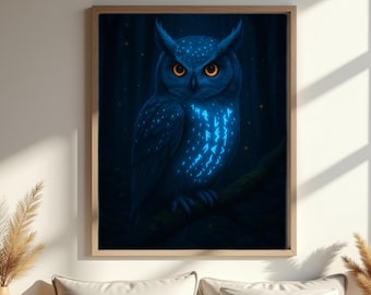 Mystic Owl Spirit Animal Print: Glowing Totem Art (Digital Download)