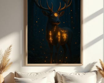 Mystic Deer Spirit Animal Print: Glowing Totem Wall Art (Digital Download)