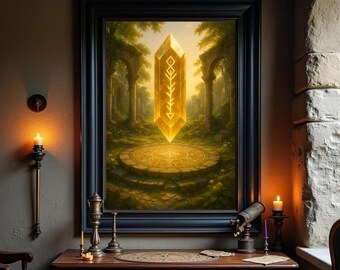 Glowing Rune Crystal Art Print – Fantasy Wall Decor (Digital Download)