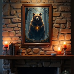 Mystical Bear Spirit Printable | Forest Guardian Art | Digital Totem Download | Woodland Shaman Decor | Sacred Animal Poster