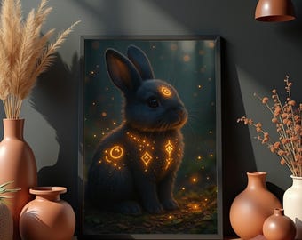 Mystic Rabbit Spirit Animal Art Print: Emberlight Familiar (Digital Download)