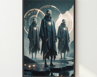 The Cipher-Sleeper – Liminal Oracle Alien Art | Futuristic Sci-Fi Spirit Print (Digital Download)