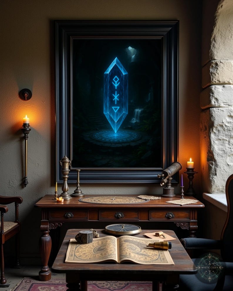 Mystic Water Crystal Art Print: Drowned Echo Relic (Digital Download) image 1