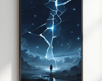 Surreal Celestial Landscape Print: Cosmic Fracture Wall Art (Digital Download)