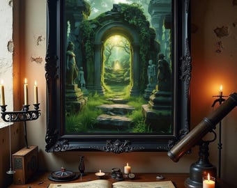 Verdant Portal Art Print: Lush Archway, Fantasy Wall Decor (Digital Download)