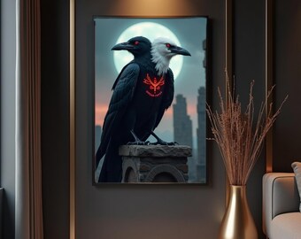 Two-Headed Raven Art Print: Mystic Occult Crow Wall Decor (Digital Download)