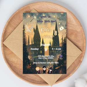 Editable Magical Birthday Invitation, Wizards Witches Birthday Invitation Template, Wizarding Invitation, Magical Party Template