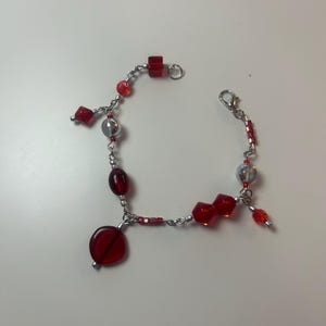 Handmade Red Glass Beaded Bracelet – Elegant Jewelry, Unique Gift for Her