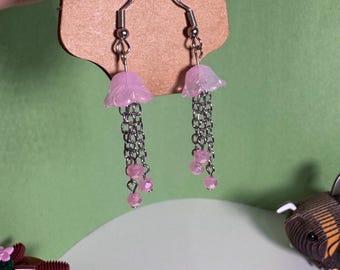 Handmade Pink Jellyfish Earrings – Dangly Ocean-Inspired Earrings, Sea Creature Jewelry