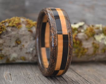 Wood/ Wooden Cuff Bracelet: Curly Maple, Ebony, Black Palm