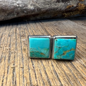 French Cufflinks: Arizona Turquoise, 14/17mm, square