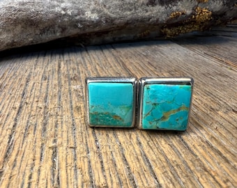 French Cufflinks: Arizona Turquoise, 14/17mm, square