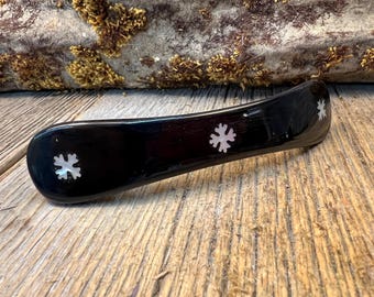 Wood/ Wooden Hair Barrette: AAAAA True black Gaboon Ebony  (medium)