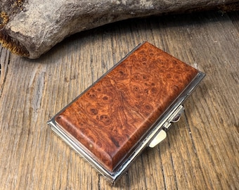 Wood/Wooden pill box/ Keepsake box: AAAAA Gallery Grade Amboyna Burl,  1 compartment, 6 partitions, 2 partitions