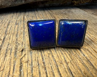French Cufflinks: AAAAA Royal Afghany Lapis Lazuli, 16/18 mm, square