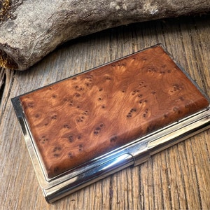 Legno/porta carte di credito/porta biglietti da visita in legno: radica di Thuja altamente aromatica di qualità AAAAA Gallery