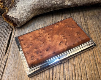 Wood/ Wooden Business /credit card case/holder: AAAAA Gallery grade highly aromatic Thuja Burl