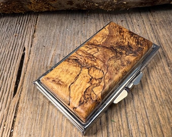 Wood/ Wooden Pill box/ Keepsake container: AAAAA Spalted Maple Burl, 6 partitions, 2 partitions, 1 compartment