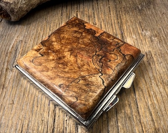 Wood/ Wooden Pill box: AAAA Gallery Grade Spalted Big Leaf Maple Burl, 4 compartments, 1 compartment