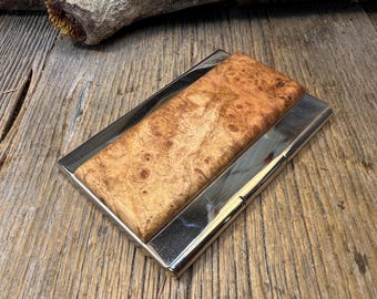 Wood/Wooden Business Card/ Credit Card case/ Holder: AAAAA Gallery grade Birdseye Maple Burl