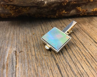 Tie clip: AAAAA Gallery grade Black Mother of Pearl, 20 mm square